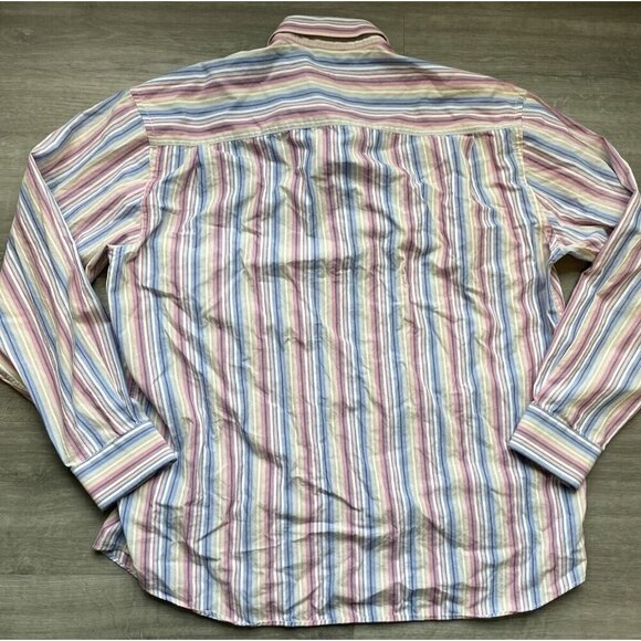 Alan Flusser Mens Long Sleeve‎ Dress Shirt Multicolor Stripe Cotton XL - Picture 4 of 5